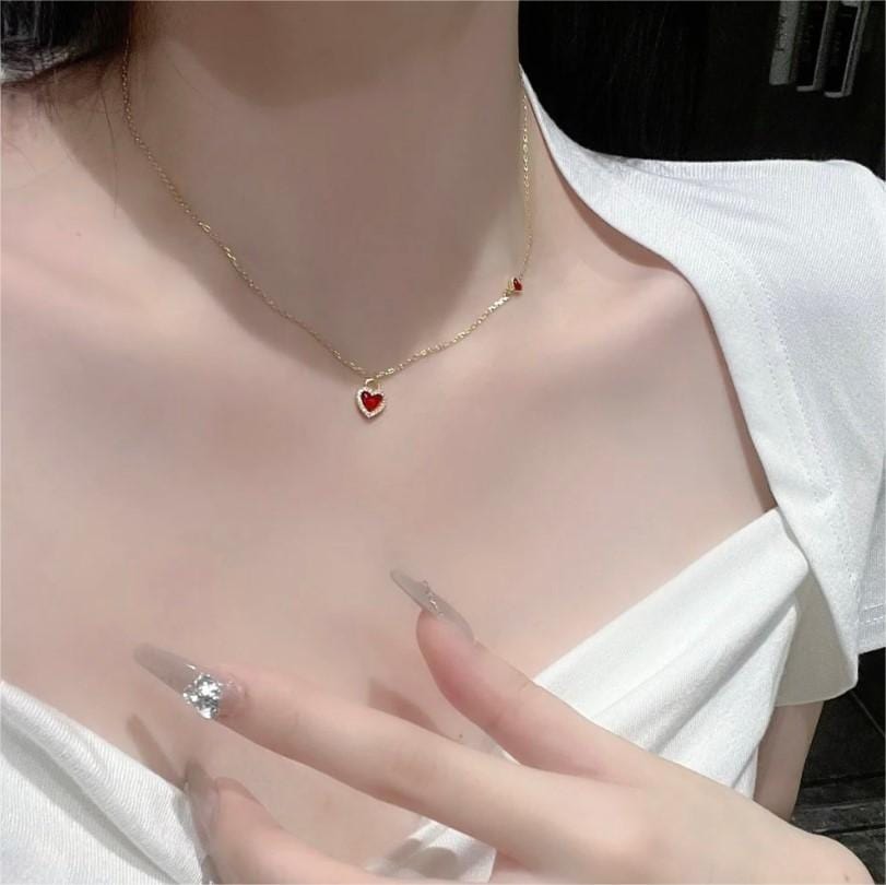 Dainty CZ Inlaid Lock And Key Heart Necklace - ArtGalleryZen