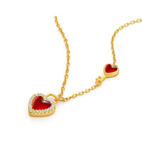 Thumbnail for Dainty CZ Inlaid Lock And Key Heart Necklace - ArtGalleryZen