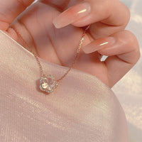 Thumbnail for Dainty CZ Inlaid Pink Cherry Blossom Necklace - ArtGalleryZen