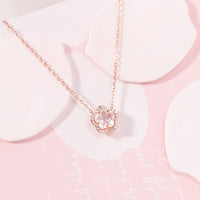 Thumbnail for Dainty CZ Inlaid Pink Cherry Blossom Necklace - ArtGalleryZen