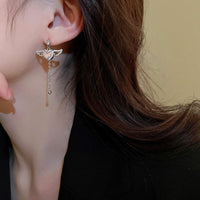 Thumbnail for Dainty CZ Inlaid Pink Crystal Cupid Heart Wings Earrings - ArtGalleryZen