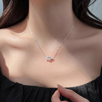 Thumbnail for Dainty CZ Inlaid Rolling Crystal Angel Heart Wings Necklace - ArtGalleryZen