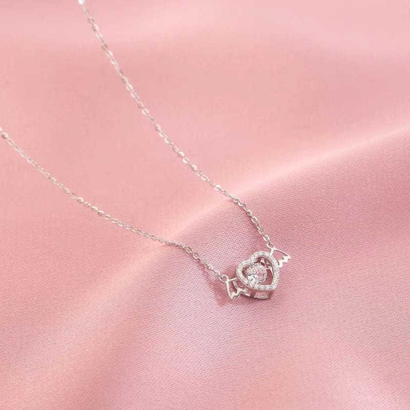 Dainty CZ Inlaid Rolling Crystal Angel Heart Wings Necklace - ArtGalleryZen