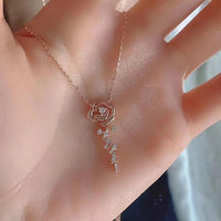Thumbnail for Dainty CZ Inlaid Rose Necklace - ArtGalleryZen