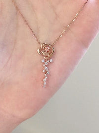 Thumbnail for Dainty CZ Inlaid Rose Necklace - ArtGalleryZen
