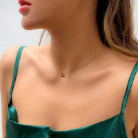 Thumbnail for Dainty Enamel Cherry Pendant Box Chain Choker Necklace - ArtGalleryZen