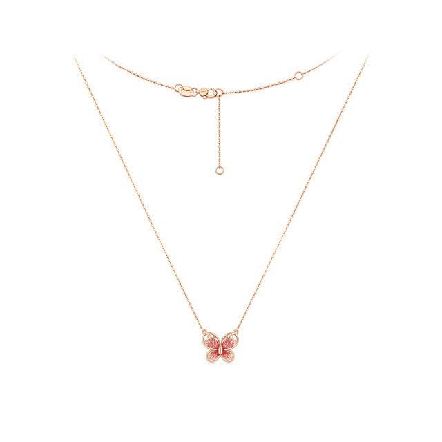 Dainty Enamel Filigree Inlay Butterfly Necklace - ArtGalleryZen
