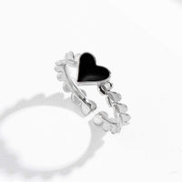 Thumbnail for Dainty Silver Plated Black Heart Ring - ArtGalleryZen