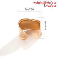 Thumbnail for Geometric Gold Silver Plated Metallic Open Wide Cuff Bangle Bracelet - ArtGalleryZen