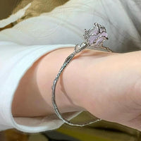 Thumbnail for Geometric Healing Stone Rose Bangle Bracelet - ArtGalleryZen