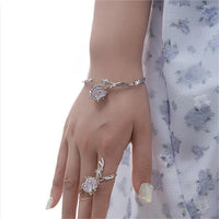 Thumbnail for Geometric Healing Stone Rose Bangle Bracelet - ArtGalleryZen