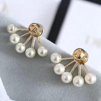 Thumbnail for Geometric S925 Silver Post Pearl Earrings - ArtGalleryZen