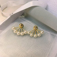 Thumbnail for Geometric S925 Silver Post Pearl Earrings - ArtGalleryZen