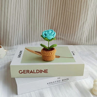 Thumbnail for Hand-knitted Potted Crochet Flower - ArtGalleryZen