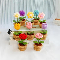 Thumbnail for Hand-knitted Potted Crochet Flower - ArtGalleryZen