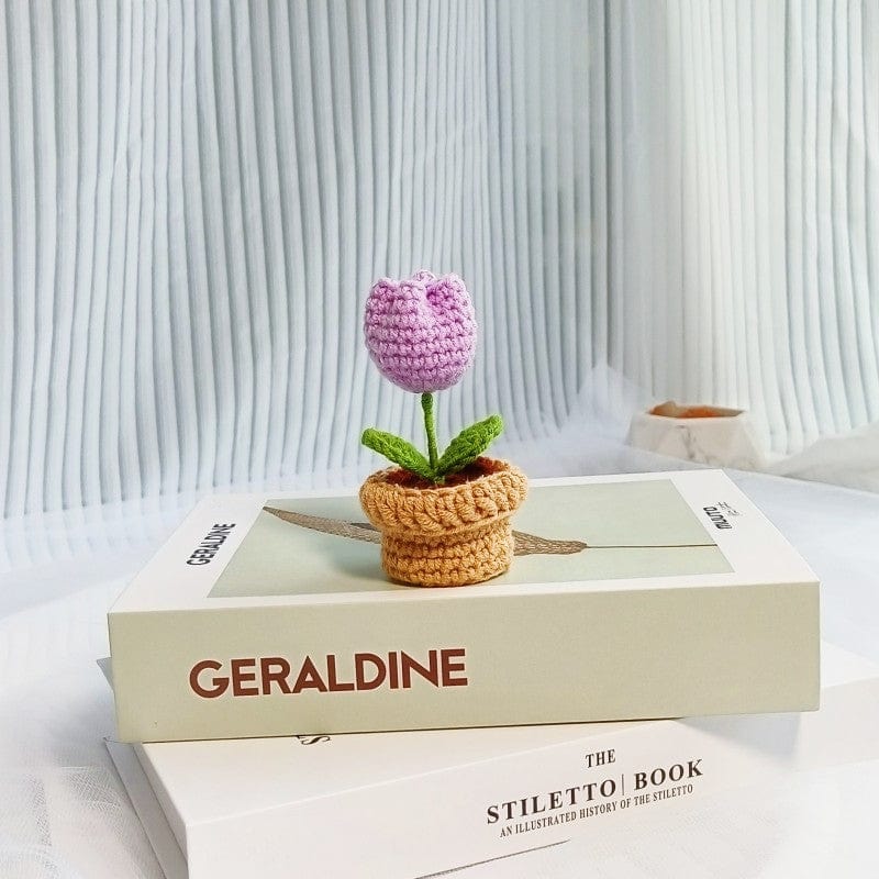 Hand-knitted Potted Crochet Flower - ArtGalleryZen
