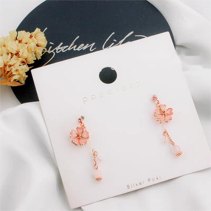 Handmade Cherry Blossom Dangle Earrings - ArtGalleryZen