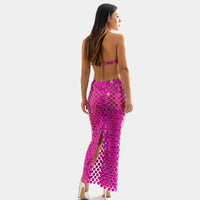 Thumbnail for Handmade Glitter Squamous Sequins Patchwork Long Dress - ArtGalleryZen