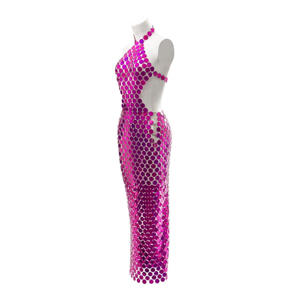 Handmade Glitter Squamous Sequins Patchwork Long Dress - ArtGalleryZen