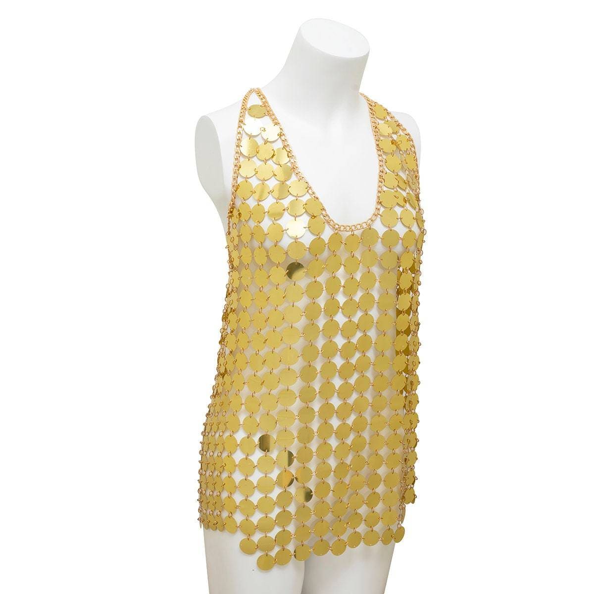 Handmade Glitter Squamous Sequins Patchwork Nightclub Party Strappy Dress - ArtGalleryZen
