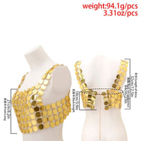 Thumbnail for Handmade Gold Silver Tone Glitter Sequins Party Tank Top - ArtGalleryZen