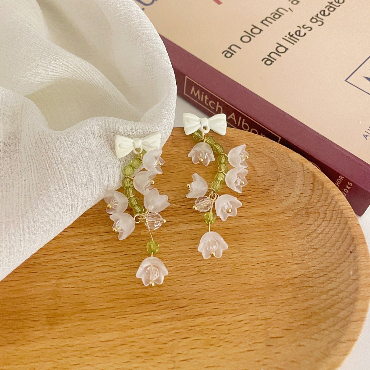 Handmade Lily Of The Valley Dangle Earrings - ArtGalleryZen