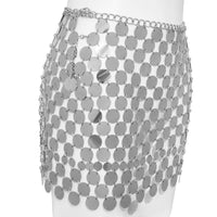 Thumbnail for Handmade Squamous Glitter Sequins Patchwork Strappy Nightclub Party Skirt - ArtGalleryZen