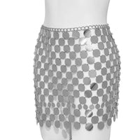 Thumbnail for Handmade Squamous Glitter Sequins Patchwork Strappy Nightclub Party Skirt - ArtGalleryZen