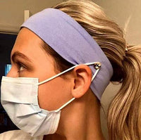 Thumbnail for Headband with Buttons for Face Mask Holder - Yoga Sports Workout Turban Headwrap for Doctors Women Men - ArtGalleryZen