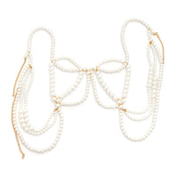 Thumbnail for Hollow Chunky Pearl Body Chain Bra - ArtGalleryZen