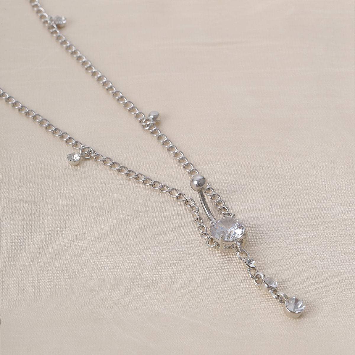 Minimalist Crystal Navel Piercing Belly Chain - ArtGalleryZen