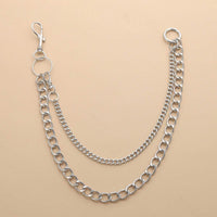 Thumbnail for Minimalist Layered Silver Tone Metal Curb Link Trouser Chain - ArtGalleryZen