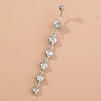 Thumbnail for Surgical Stainless Steel Crystal Inlaid Heart Tassel Belly Piercing Navel Ring - ArtGalleryZen