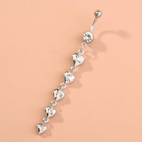 Thumbnail for Surgical Stainless Steel Crystal Inlaid Heart Tassel Belly Piercing Navel Ring - ArtGalleryZen