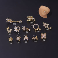 Thumbnail for Trendy CZ Inlaid Surgical Steel Nose Piercing Nose Stud - ArtGalleryZen